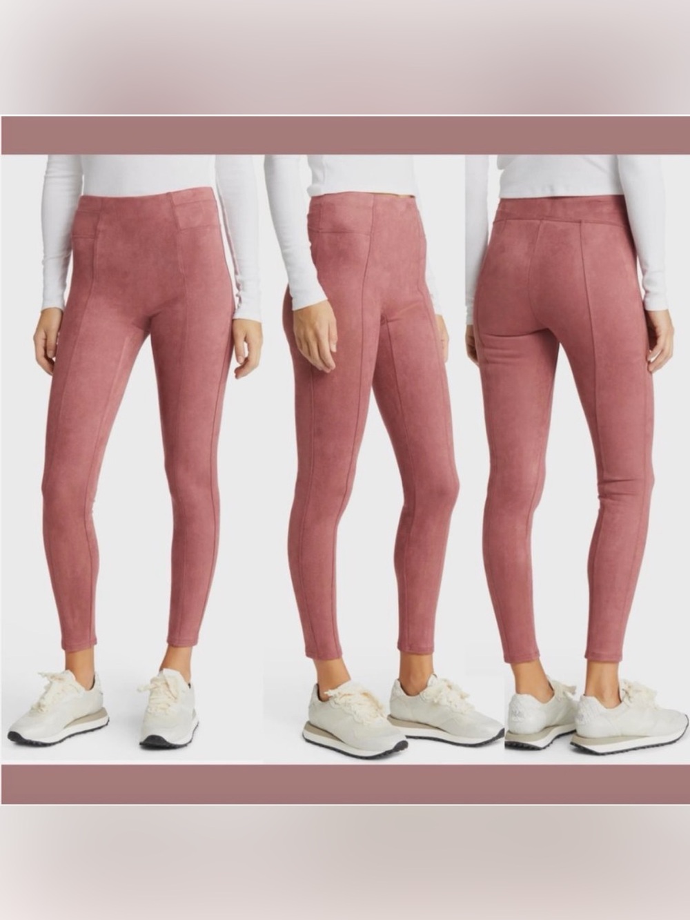 NWT $98 Spanx Faux Suede Leggings in Rich Rose [ SZ Medium ]
